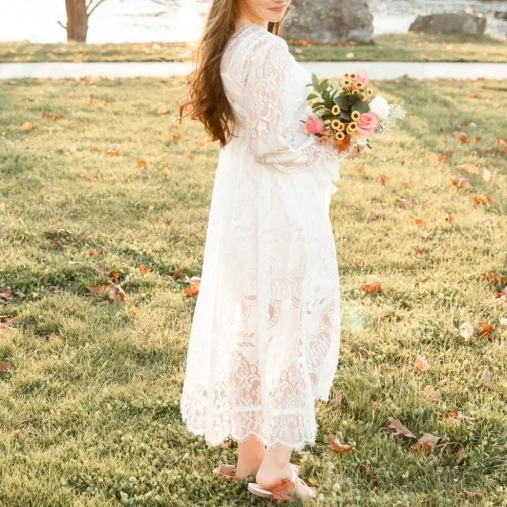 Boho Beauty All over Lace Flounce Sleeve maxi Dress - Picture 6 of 16